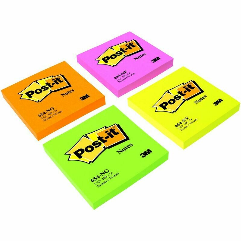 Post-it® 654-NP Notas Adhesivas Bloques 76 x 76 mm, 1 Bloque, 100 h ROSA 2 UNIDADES