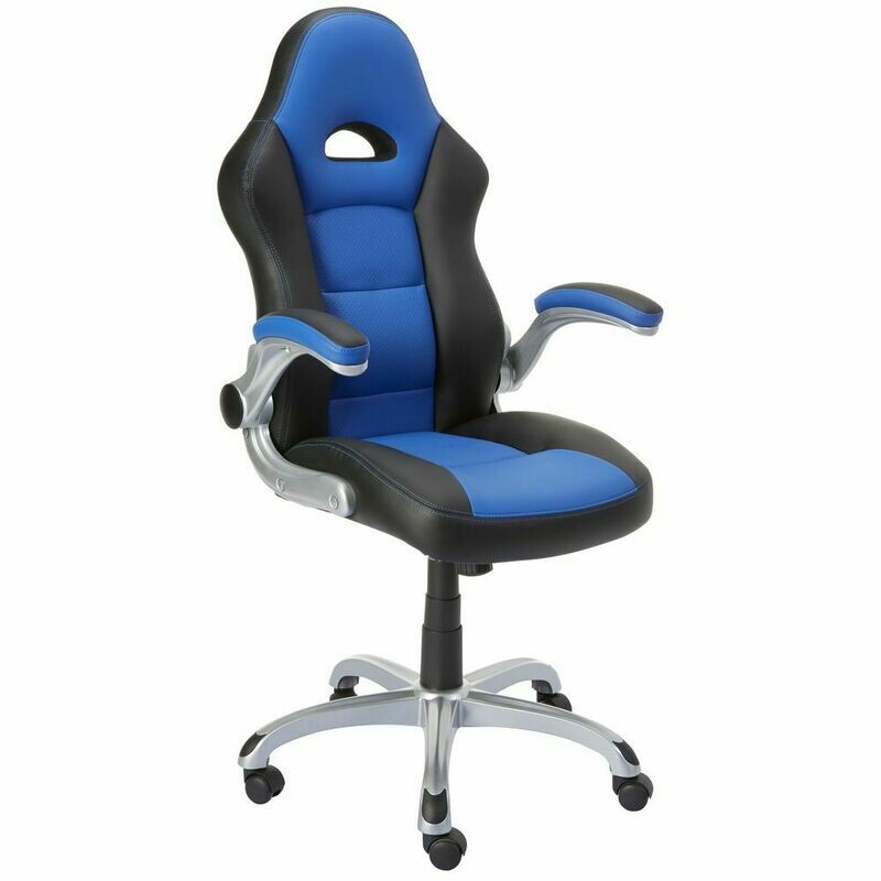 Foroni Sillón gaming de piel sintética, negro / azul