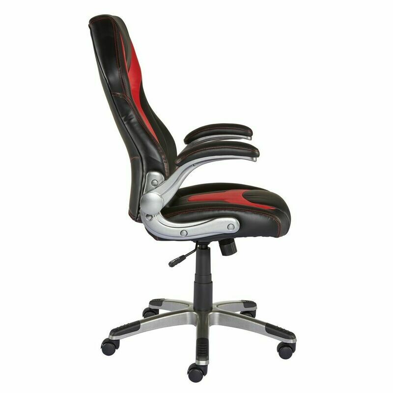 Corniche Sillón gaming de piel sintética, negro, rojo