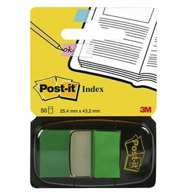 Post-it® Marcapáginas mediano de 25,4 x 43,2 mm en verde Paquete de 50 con dispe