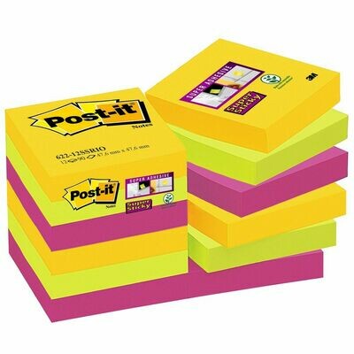 Post-it® Super Sticky Bloc de notas 47,6 x 47,6 mm, colección de colores Rio de