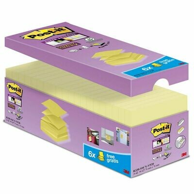 Post-it® Super Sticky Z-Notas Bloques 76 x 76 mm, Canary Yellow™, 20 Blocs, 90 hojas
