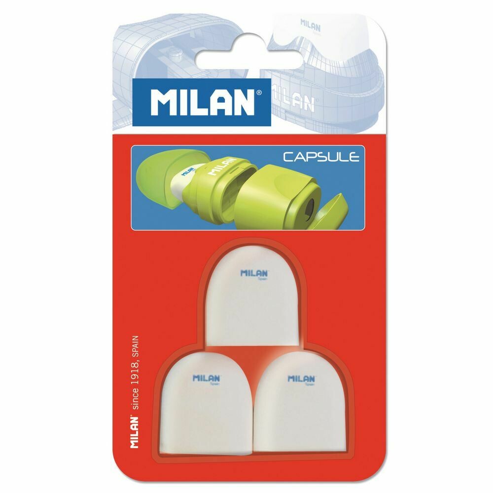 MILAN Blíster de 3 gomas de borrar Capsule