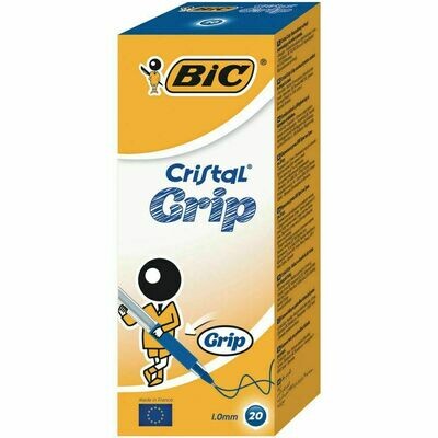 BiC Cristal Grip Bolígrafo de punta de bola, punta mediana de 1 mm, AZUL 1 BOLIGRAFO