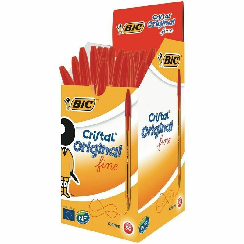 BiC Cristal Original Fine Bolígrafo de punta de bola, punta fina  3 boligrafos ROJO