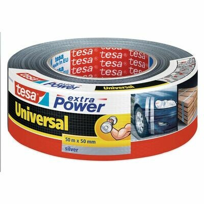 tesa® Extra Power Universal Cinta adhesiva, 48 mm x 50 m, Reforzada con tela, Plata