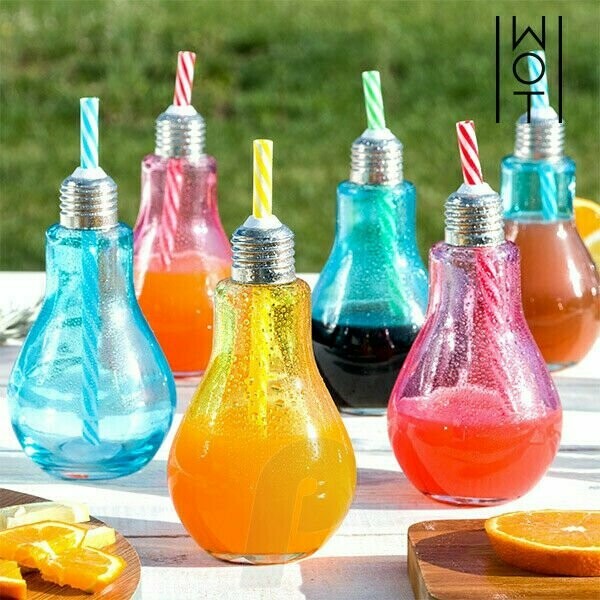 VASO BOMBILLA COLORIDOS CON PAJA WAGON TREND 250 ML COLORES VARIADOS
