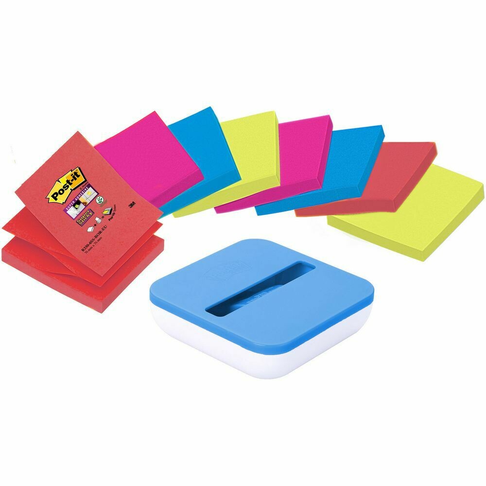 Post-it® Pack Dispensador VAL + 8 blocs Super Sticky Notas Adhesivas Z-Notes R33