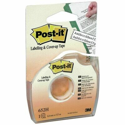 Post-it® 652HD Cinta para etiquetar y ocultar de 8,4 mm x 17,7 m con dispensador
