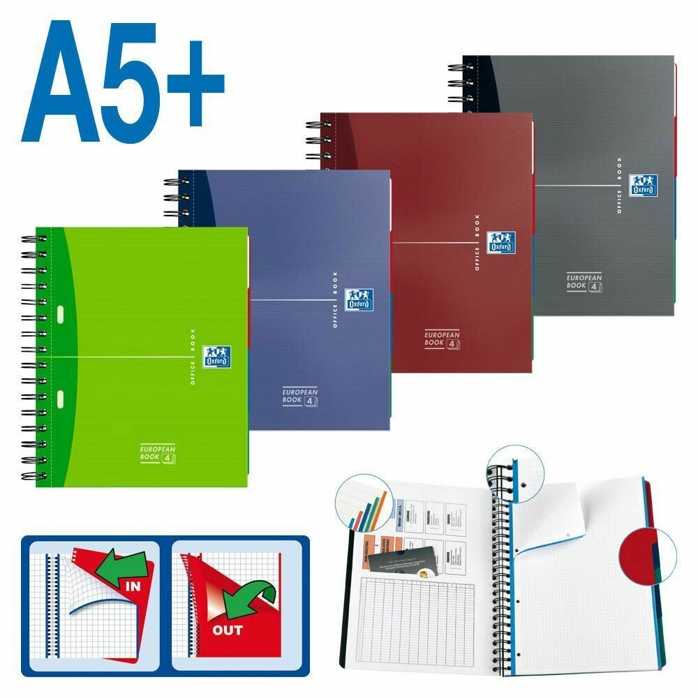Oxford European Book 4 Cuaderno, A5+, cuadriculado, 100 hojas