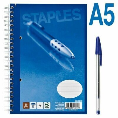 Cuaderno, A5, rayado, 80 hojas, cubierta blanda cartulina, azul 2 CUADERNOS