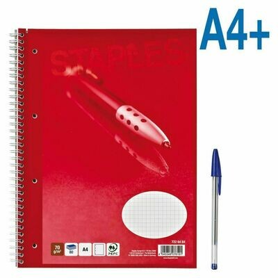 Cuaderno, A4+, cuadriculado, 80 hojas, cubierta blanda cartulina, rojo 2 CUADERNOS