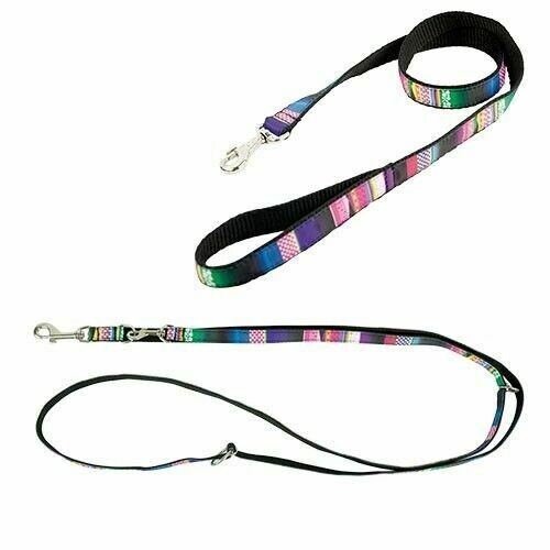 Correa nylon "Mosaico" para galgos DOBLE MOSQUETÓN Grueso. 30 mm. x 125 cm.