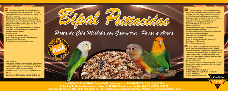 PASTA CRIA BIPAL PSITTACIDAS 500 GRS