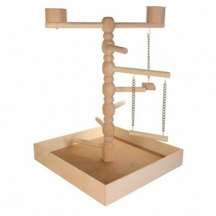 PIE DE MADERA PARA LOROS