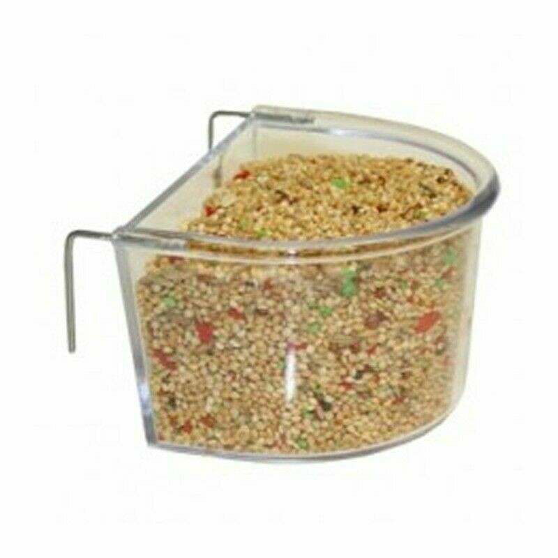 COMEDERO MEDIA LUNA PARA LORO CON GANCHOS