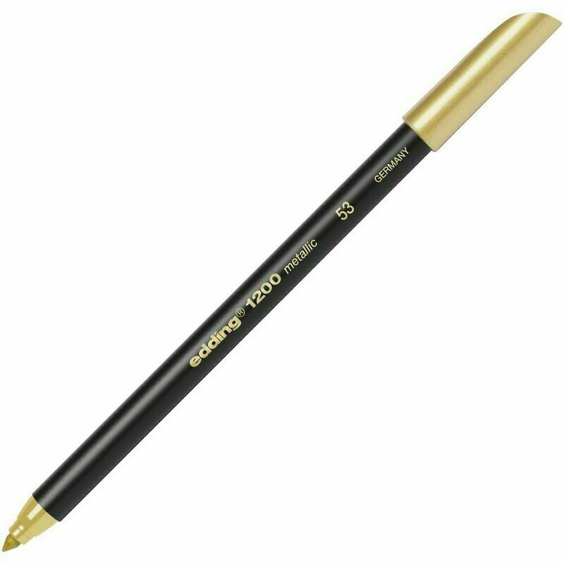 edding 1200, Rotulador de punta de fibra, punta fina, cuerpo negro ORO 2 ROTULADORES