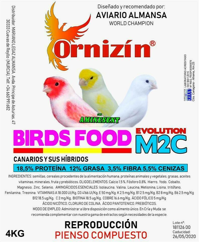 Ornizin pienso m2c para cría canarios sin doré