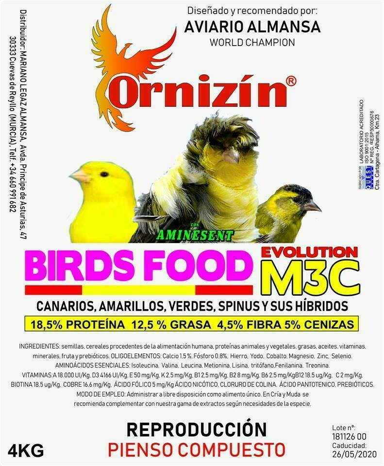 Ornizin pienso m3c para cría canarios