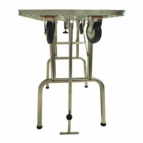 Mesa Exposición con ruedas y horca
