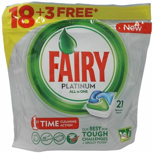 FAIRY lavavajillas máquina platinum bolsa 18 + 3 cápsulas