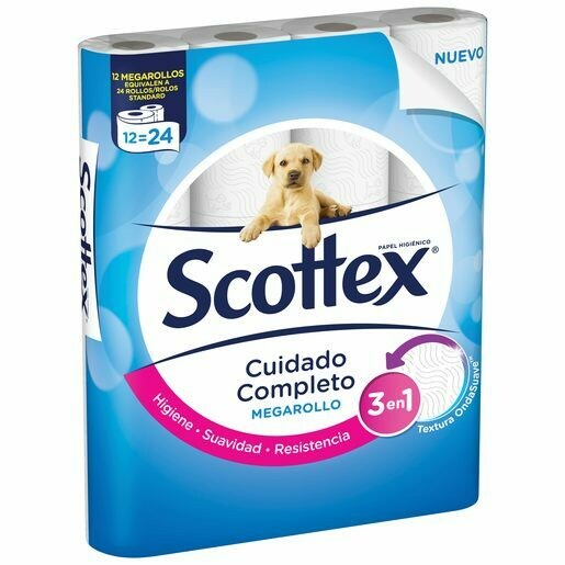 SCOTTEX papel higiénico megarrollo paquete 12 uds