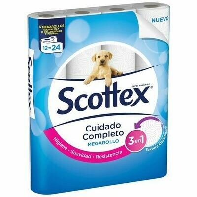 SCOTTEX papel higiénico megarrollo paquete 12 uds
