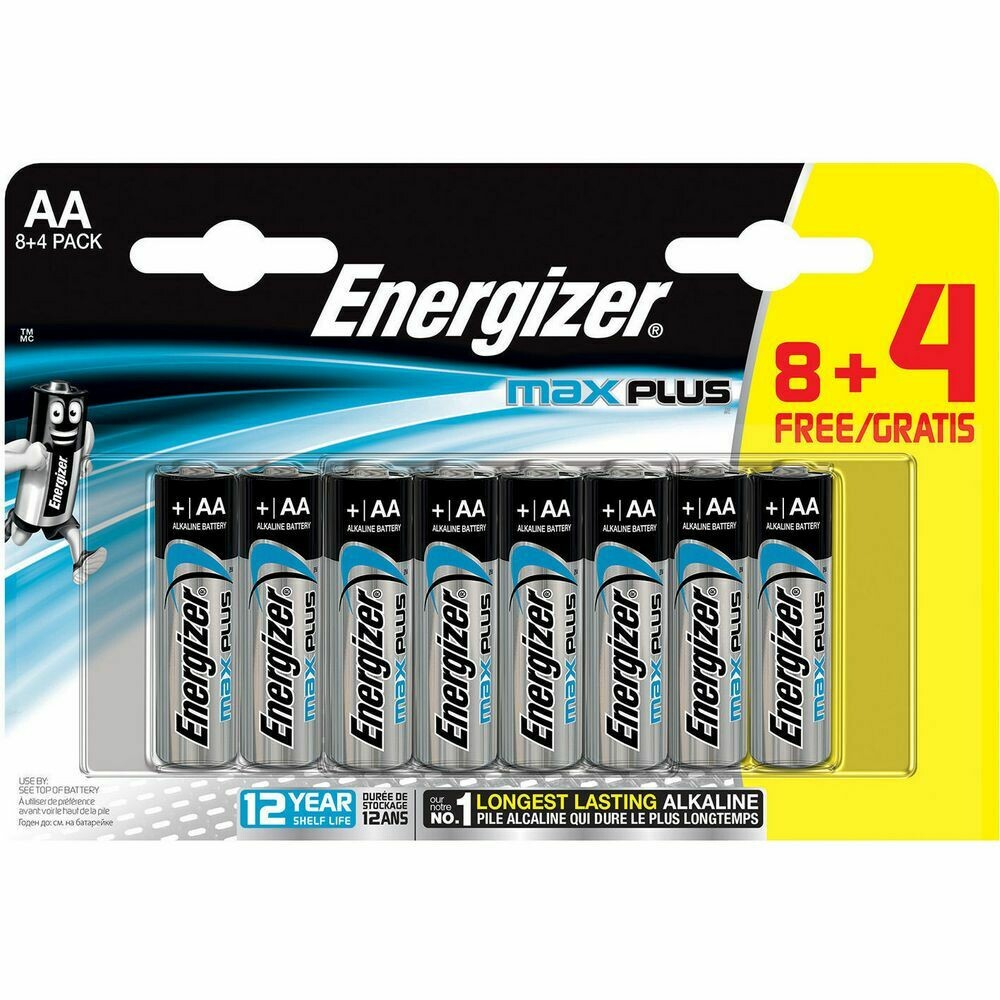 Energizer Alkaline Max Plus Pilas alcalinas AA/LR06 1,5 V, no recargables, blíster de 12