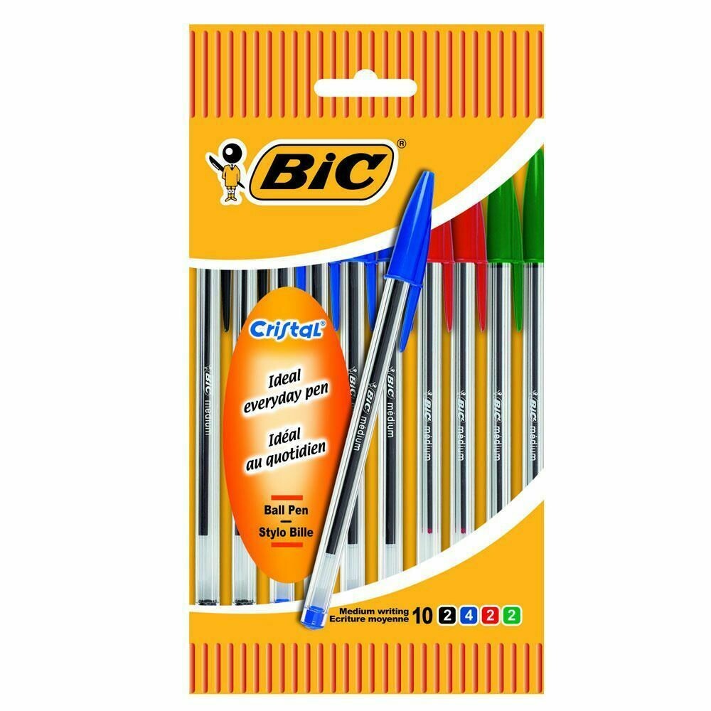 BiC Cristal Original 10 Bolígrafos tinta variados: negro, azul, rojo y verde 2 PAQUETES DE 10 BOLIS O SEA 20 BOLIGRAFOS