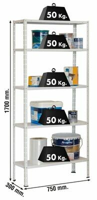 ESTANTERIA KIT BASIC 5/300 BLANCO
