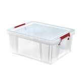 Caja de almacenamiento de plástico con tapa apilable transparente 24 l