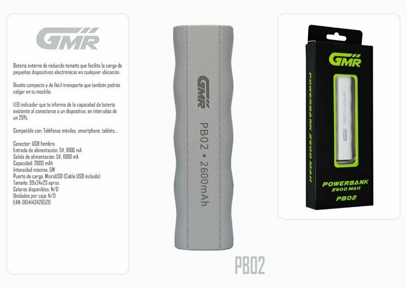 Batería Powerbank 2600mAh USB 5V 1A LED de Capacidad 2