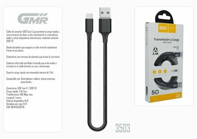 Cable USB-C Carga Rápida 2.4A 100cm Nylon Trenzado
