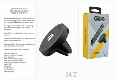 Soporte de Coche Magnético para Smartphone Giro 360º Sujeción Rejilla de Ventilación