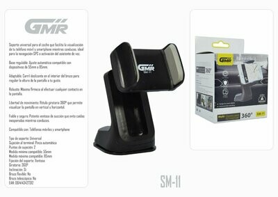Soporte de Coche Regulable para Smartphone Giro 360º Sujeción Ventosa de Succión