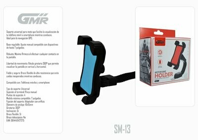 Soporte de Moto Regulable para Smartphone Giro 360º Sujeción al Espejo Retrovisor