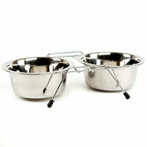 Comedero para perros acero y base doble 0.2 L 2X12 CMS