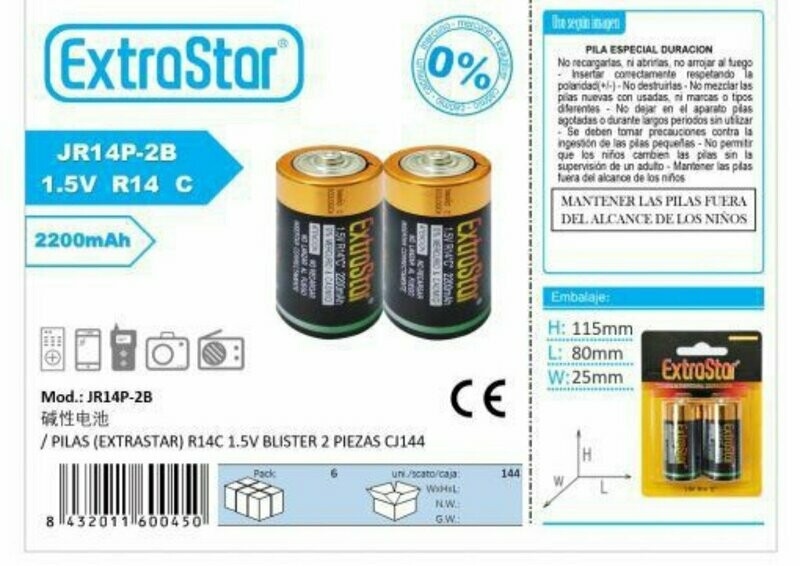 PILAS EXTRASTAR 1,5 V R14 C