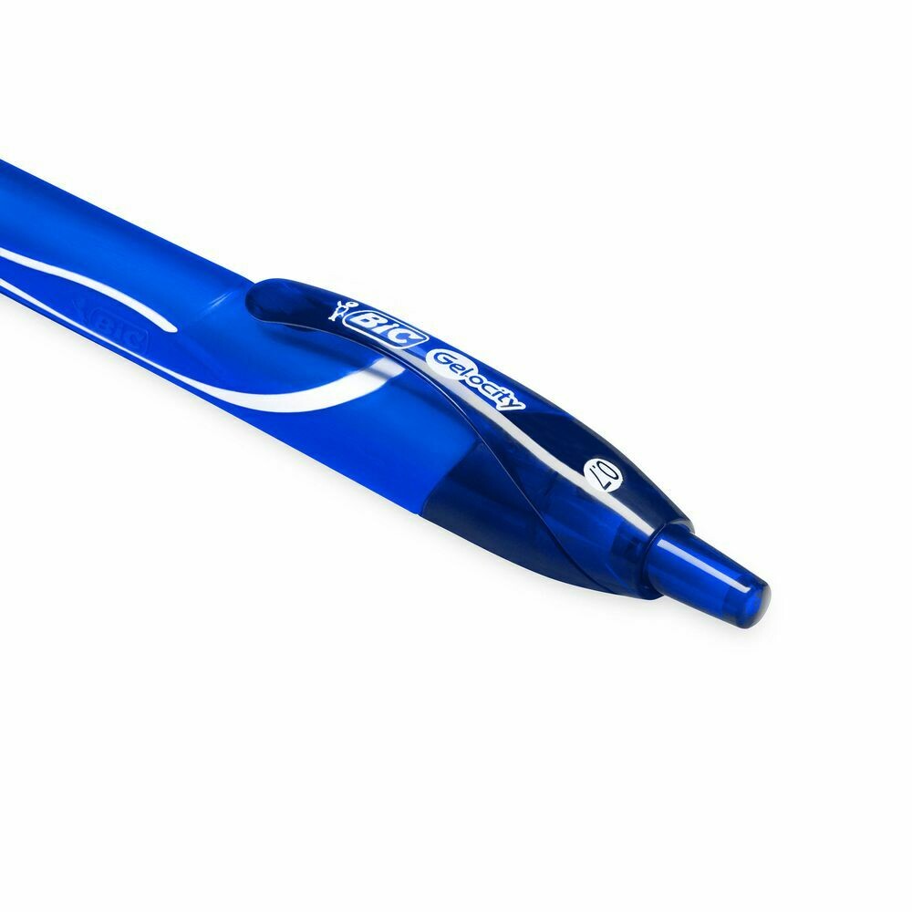 BIC® Gelocity Quick Dry Bolígrafo retráctil de gel, punta fina de 0,7 mm, cuerpo azul con grip 2 boligrafos negro