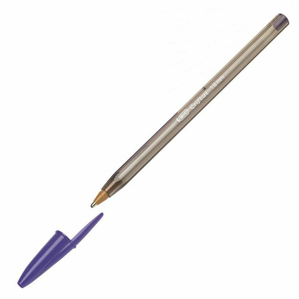 BIC® Cristal Fun Bolígrafo de punta de bola, punta ancha de 1,6 mm, cuerpo de plástico translúcido, tinta lila