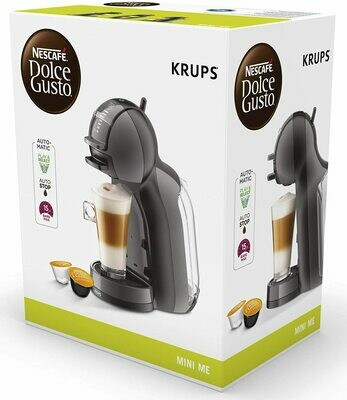 Dolce Gusto Krups KP1208 - Cafetera de cápsulas Mini Me, 15 bares de presión, color negro y gris