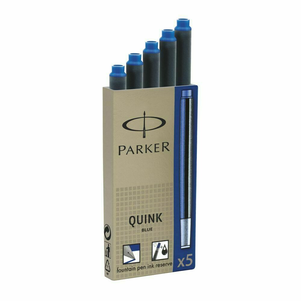 Parker Quink, Cartuchos largos de recambio para pluma, azul permanente