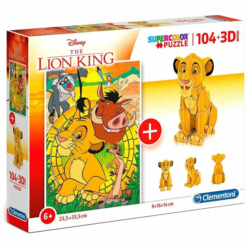 PUZZLE 104 + 3D REY LEON DISNEY 104PZS