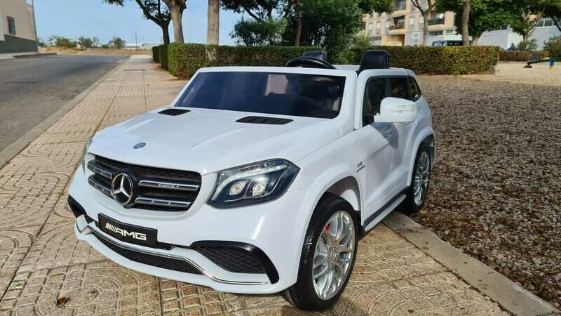 COCHE ELÉCTRICO PARA NIÑOS MERCEDES GLS63 12V 2 X MOTORES, 2 PLAZAS, BLANCO, MANDO RC
