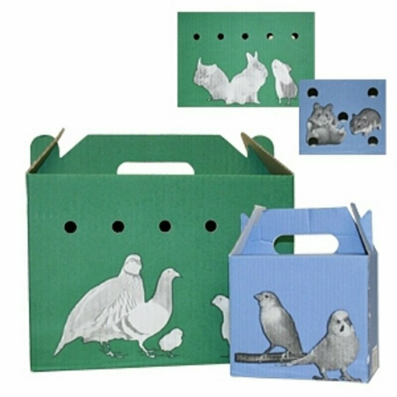 TRANSPORTÍN CARTÓN GRANDE 20 UNIDADES 19 x 14 x 26 CM PERDICES PALOMAS CONEJOS