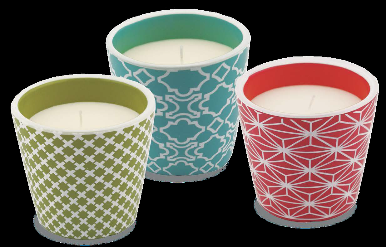 VELA VASO DECORADO VINTAGE BLANCO