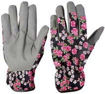 Guante Jardín Piel Ecológica y Algodón Estampado TALLA S