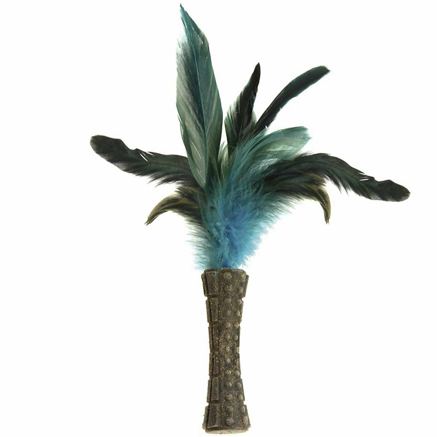 Johnny Stick pluma natural azul con hierba gatera GiGwi