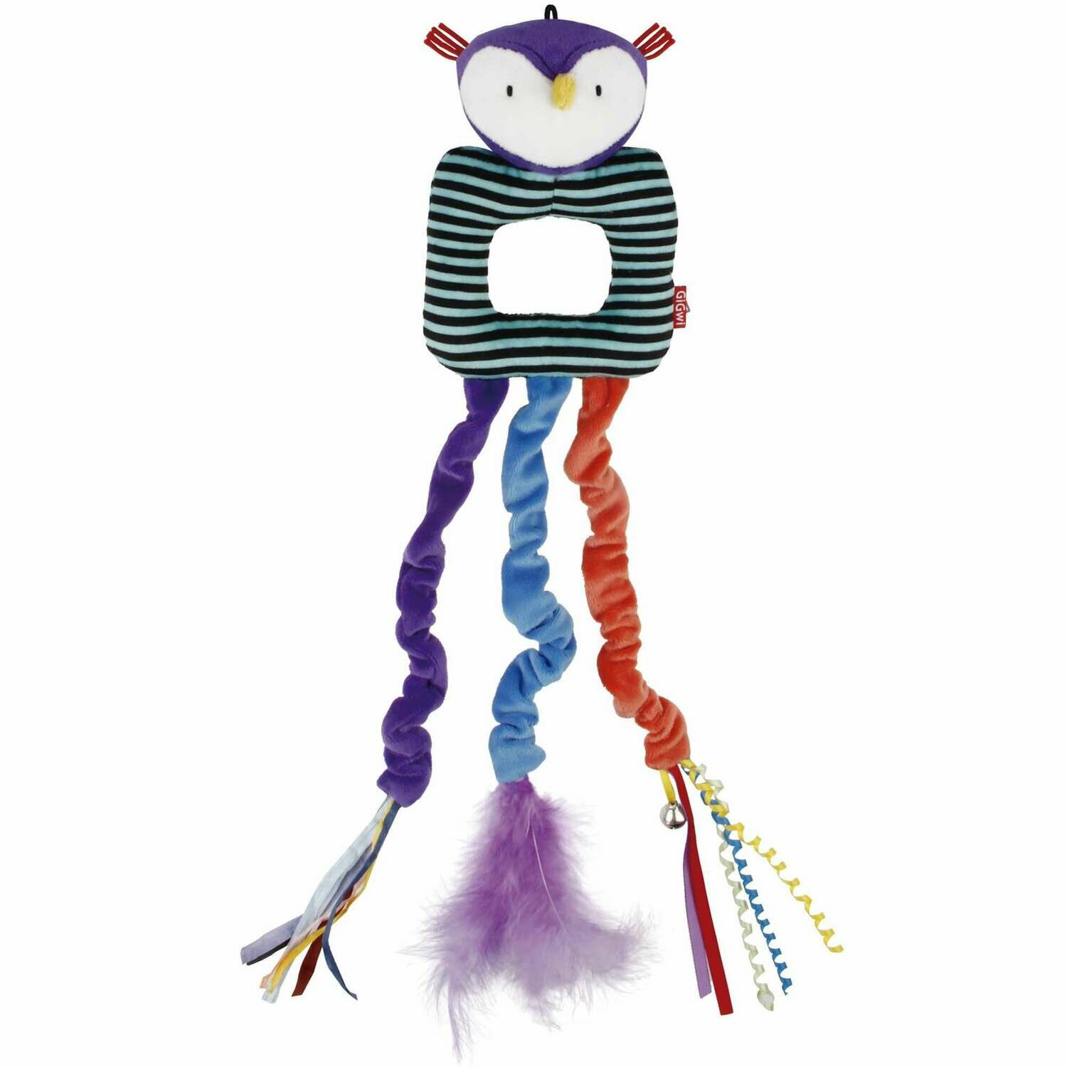 Colgante puerta cascabel + plumas Búho GiGwi