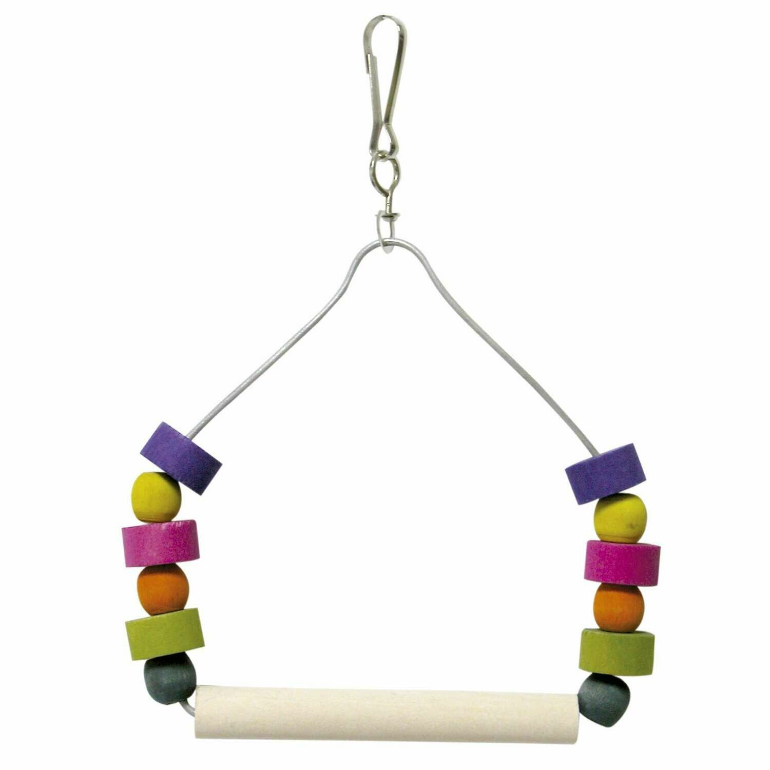 Juguete con columpio y cuentas de colores para pájaros